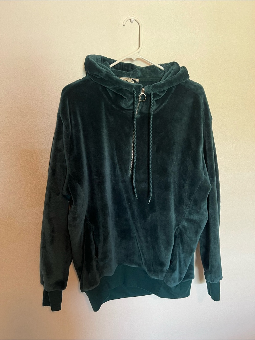 Express Green Velvet Half Zip Pullover